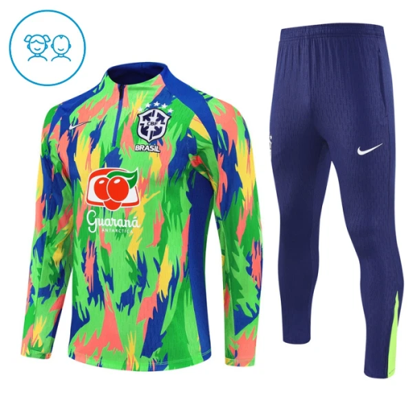 Brasile Felpe da Allenamento Bambino 1/4-Zip 2025-26 Verde