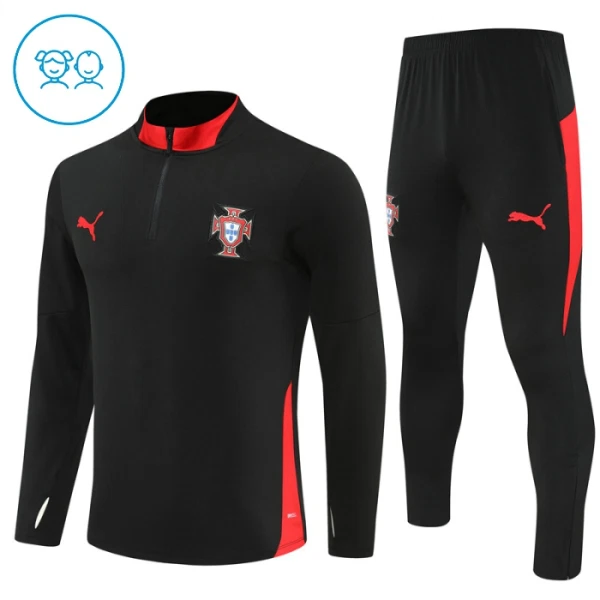Portogallo Felpe da Allenamento Bambino 1/4-Zip 2025-26 Nera Portogallo Felpe da Allenamento Bambino 1/4-Zip 2025-26 Nera