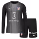 Completo calcio Portiere Atlético Madrid Bambino 2025-26 Nera Maniche Lunghe
