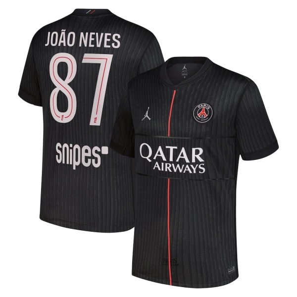 Maglia Paris Saint-Germain Joao Neves 87 Uomo 4th Jordan 2025-26 Maglia Paris Saint-Germain Joao Neves 87 Uomo 4th Jordan 2025-26