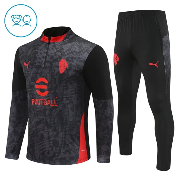 AC Milan Felpe da Allenamento Bambino 1/4-Zip 2025-26 Nera