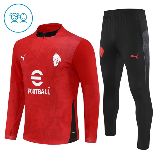 AC Milan Felpe da Allenamento Bambino 1/4-Zip 2025-26 Rossa AC Milan Felpe da Allenamento Bambino 1/4-Zip 2025-26 Rossa