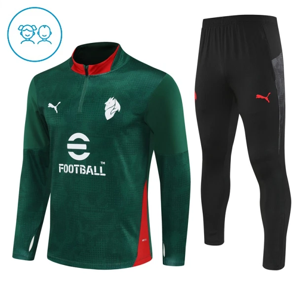 AC Milan Felpe da Allenamento Bambino 1/4-Zip 2025-26 Verde AC Milan Felpe da Allenamento Bambino 1/4-Zip 2025-26 Verde