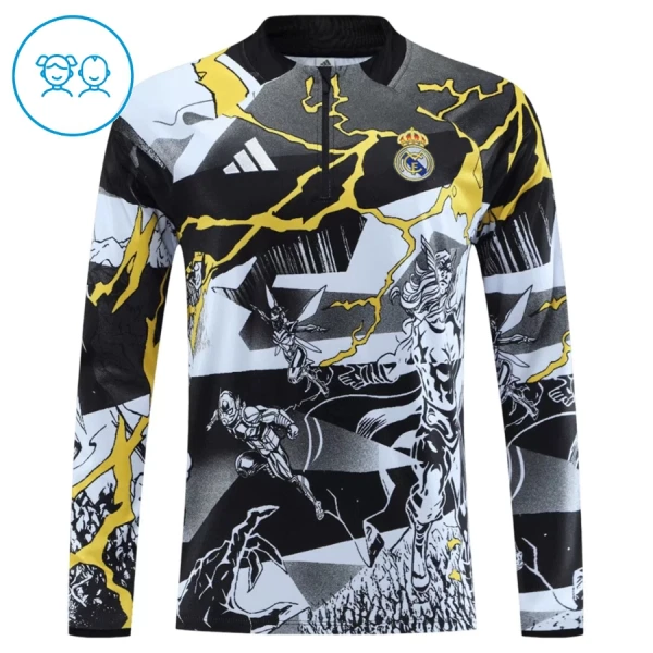 Real Madrid Marvel Felpe da Allenamento Bambino 1/4-Zip 2026-27 Nera
