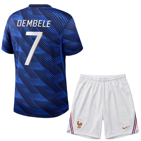 Completo calcio Francia O. Dembele 7 Bambino Primo Mondiali 2026 Completo calcio Francia O. Dembele 7 Bambino Primo Mondiali 2026
