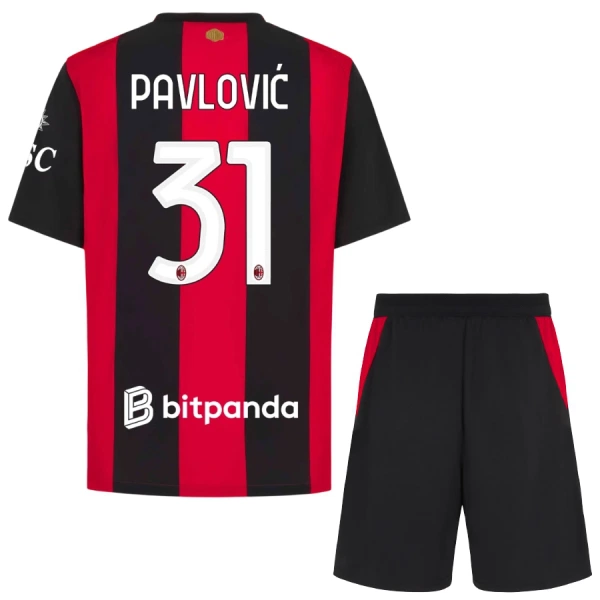 Completo calcio AC Milan Pavlovic 31 Bambino Primo 2026-27 Completo calcio AC Milan Pavlovic 31 Bambino Primo 2026-27