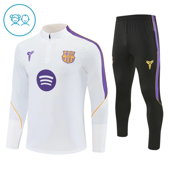 Barcellona Felpe da Allenamento Bambino 1/4-Zip 2026-27 Bianca Barcellona Felpe da Allenamento Bambino 1/4-Zip 2026-27 Bianca