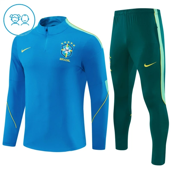 Brasile Felpe da Allenamento Bambino 1/4-Zip 2026-27 Blu Brasile Felpe da Allenamento Bambino 1/4-Zip 2026-27 Blu