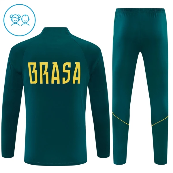 Brasile Felpe da Allenamento Bambino 1/4-Zip 2026-27 Verde
