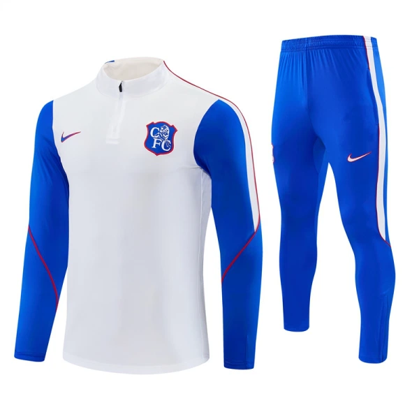 Chelsea Felpe da Allenamento Uomo 1/4-Zip 2026-27 Bianca Chelsea Felpe da Allenamento Uomo 1/4-Zip 2026-27 Bianca