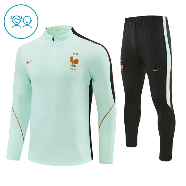 Francia Felpe da Allenamento Bambino 1/4-Zip 2026-27 Bianca Francia Felpe da Allenamento Bambino 1/4-Zip 2026-27 Bianca