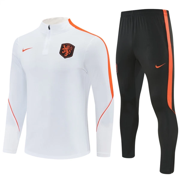 Paesi Bassi Felpe da Allenamento Uomo 1/4-Zip 2026-27 Bianca Paesi Bassi Felpe da Allenamento Uomo 1/4-Zip 2026-27 Bianca