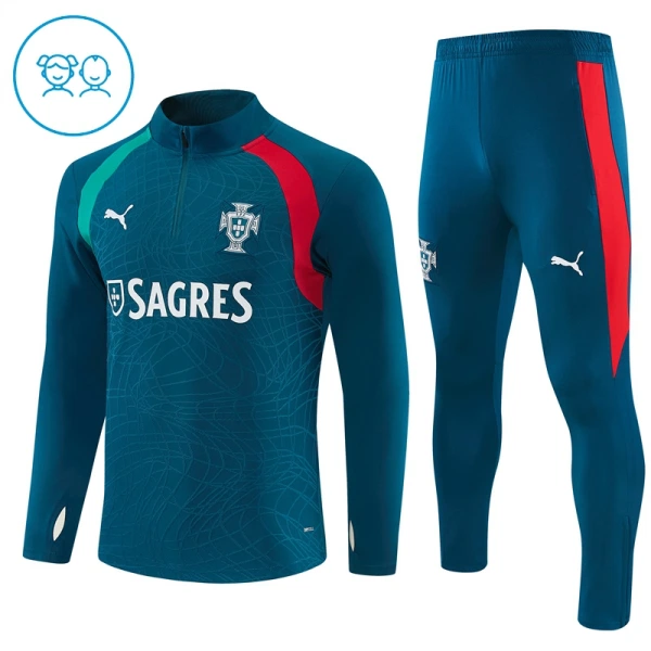 Portogallo Felpe da Allenamento Bambino 1/4-Zip 2026-27 Blu Portogallo Felpe da Allenamento Bambino 1/4-Zip 2026-27 Blu