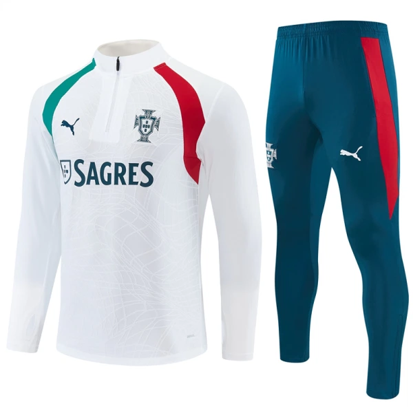 Portogallo Felpe da Allenamento Uomo 1/4-Zip 2026-27 Bianca Portogallo Felpe da Allenamento Uomo 1/4-Zip 2026-27 Bianca