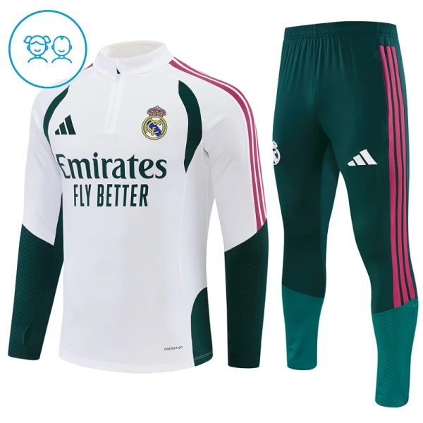 Real Madrid Felpe da Allenamento Bambino 1/4-Zip 2026-27 Bianca Real Madrid Felpe da Allenamento Bambino 1/4-Zip 2026-27 Bianca