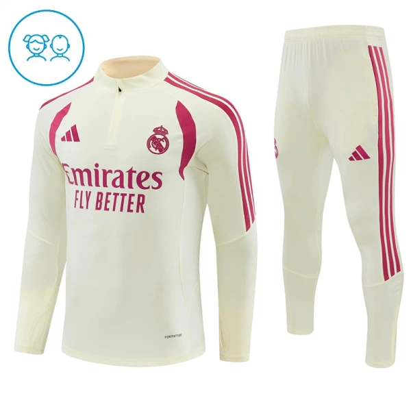 Real Madrid Felpe da Allenamento Bambino 1/4-Zip 2026-27 Bianca Real Madrid Felpe da Allenamento Bambino 1/4-Zip 2026-27 Bianca