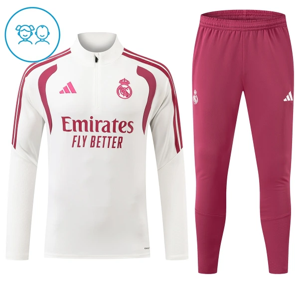 Real Madrid Felpe da Allenamento Bambino 1/4-Zip 2026-27 Bianca Real Madrid Felpe da Allenamento Bambino 1/4-Zip 2026-27 Bianca