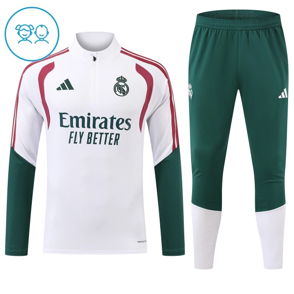 Real Madrid Felpe da Allenamento Bambino 1/4-Zip 2026-27 Bianca Real Madrid Felpe da Allenamento Bambino 1/4-Zip 2026-27 Bianca