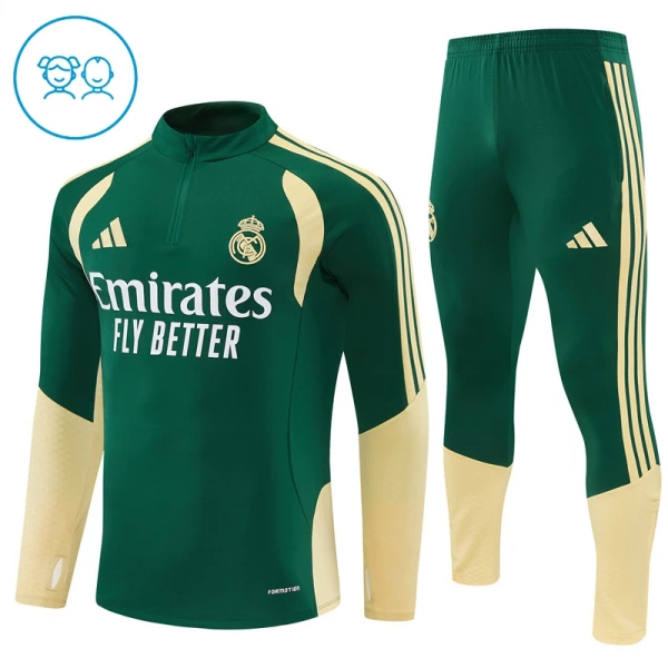 Real Madrid Felpe da Allenamento Bambino 1/4-Zip 2026-27 Verde Real Madrid Felpe da Allenamento Bambino 1/4-Zip 2026-27 Verde