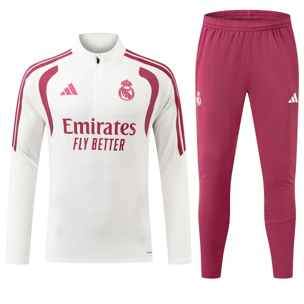 Real Madrid Felpe da Allenamento Uomo 1/4-Zip 2026-27 Bianca Real Madrid Felpe da Allenamento Uomo 1/4-Zip 2026-27 Bianca
